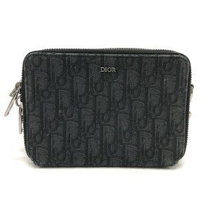 CHRISTIAN DIOR Blue Canvas Messenger Shoulder Bag